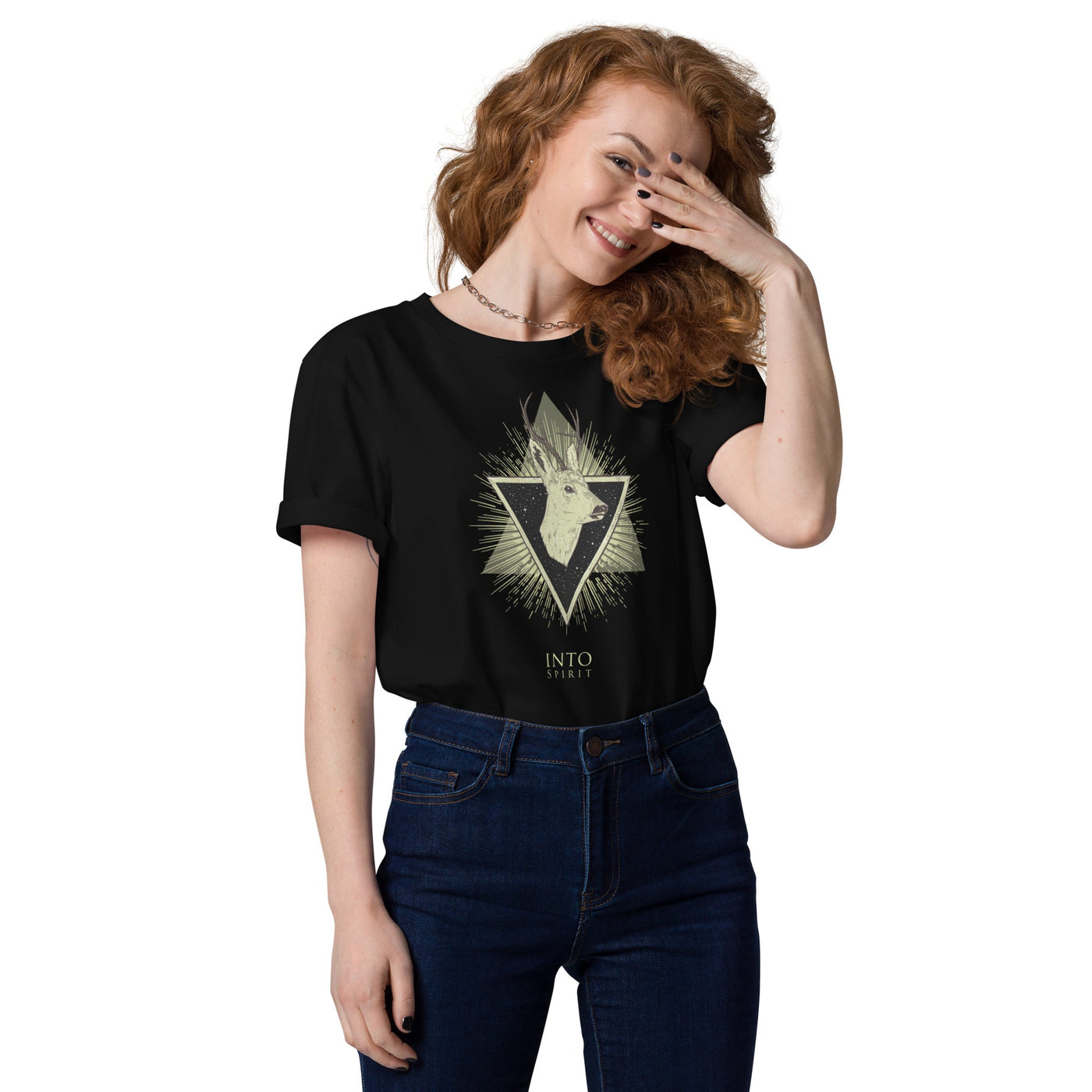 Geometric deer organic cotton women's t-shirt