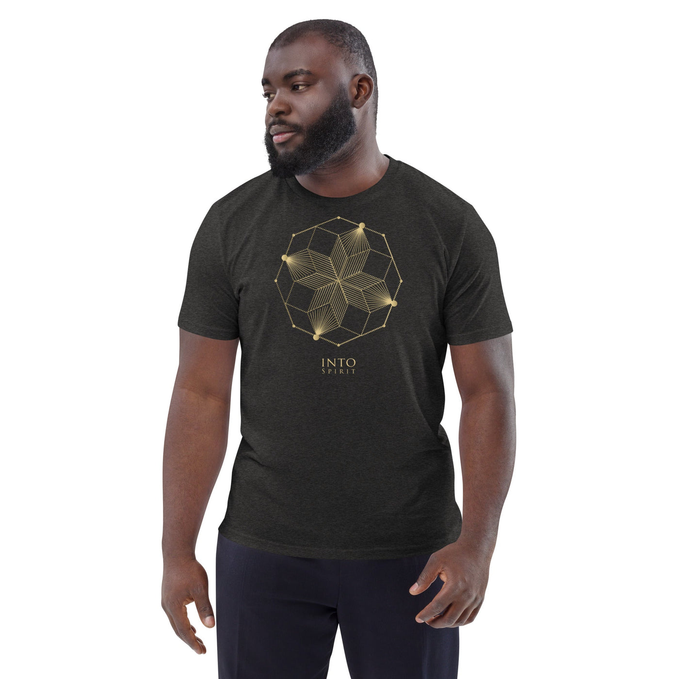 Sacred geometry spiral organic cotton men t-shirt