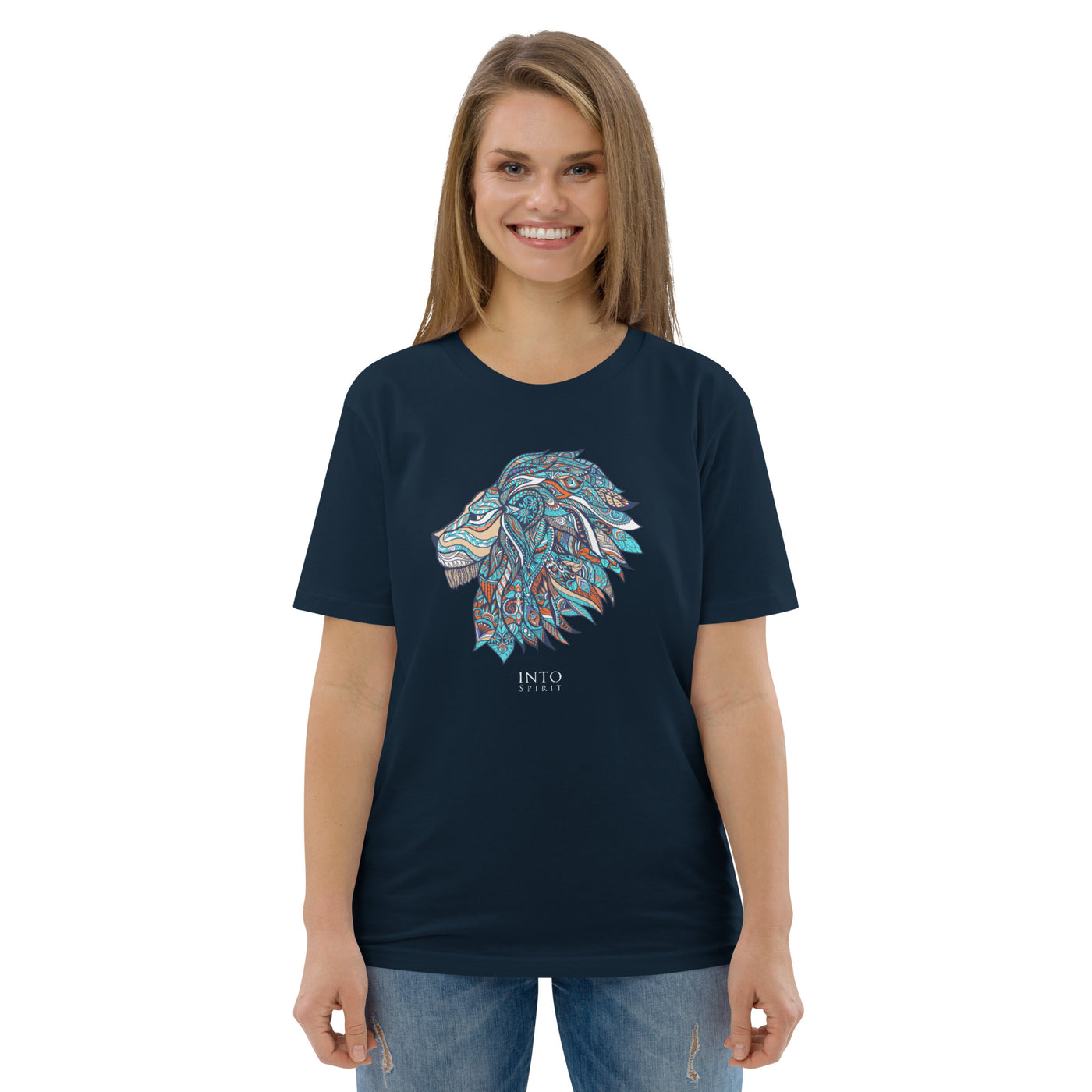 Colorfull lion organic cotton women's t-shirt