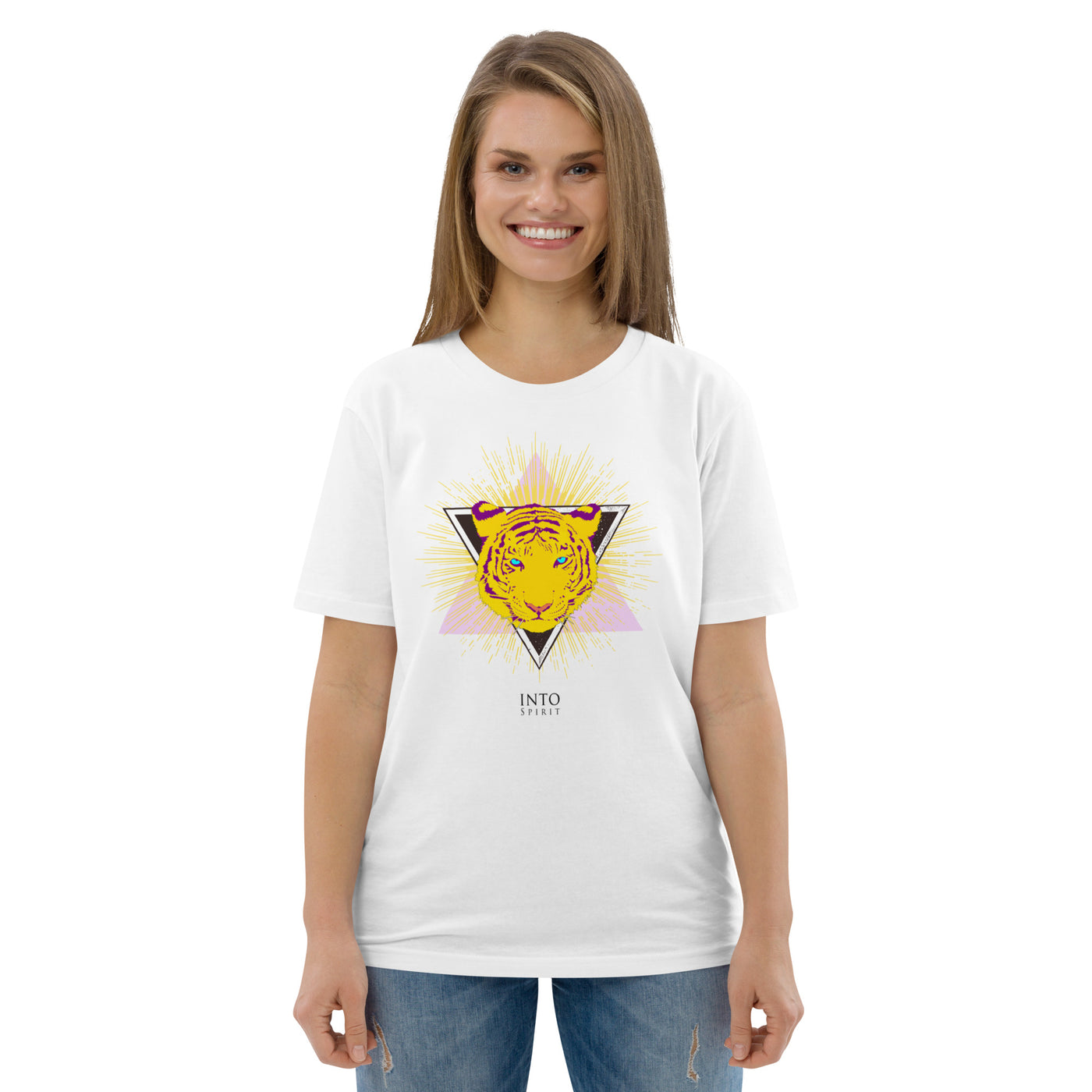 yellow tiger unisex organic cotton t-shirt