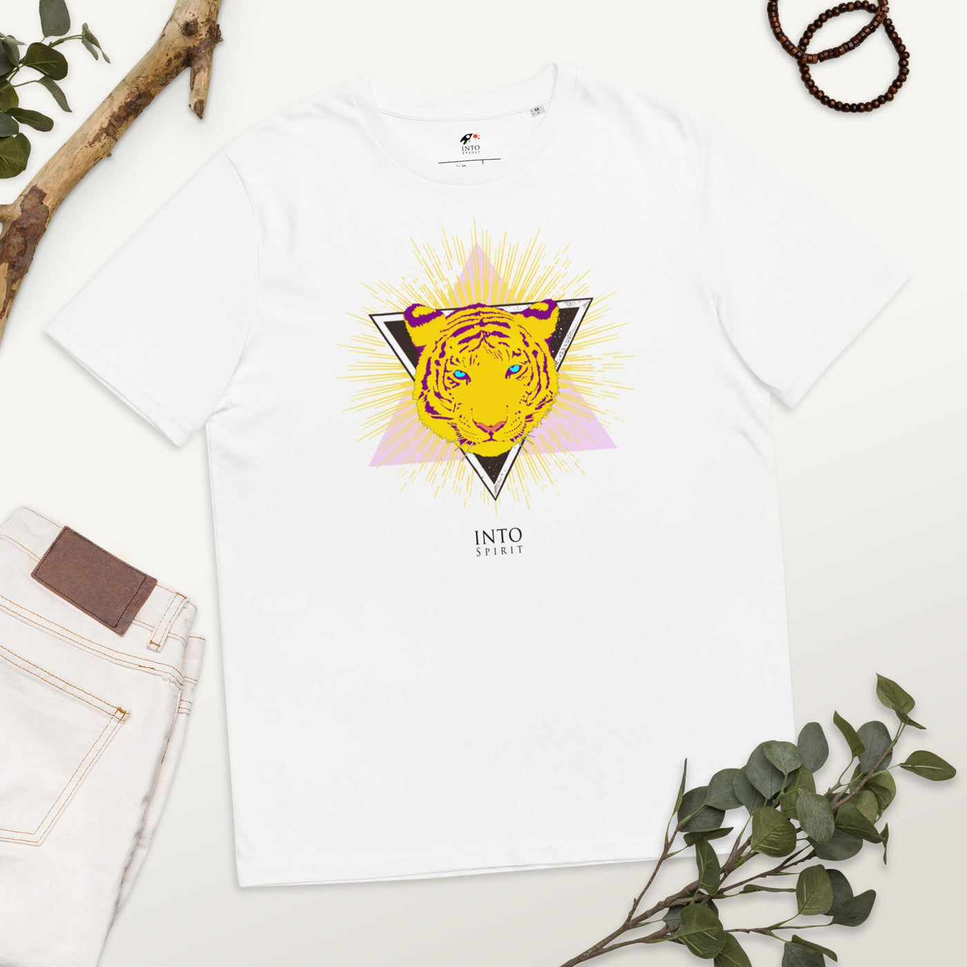 Yellow tiger organic cotton women's t-shirt