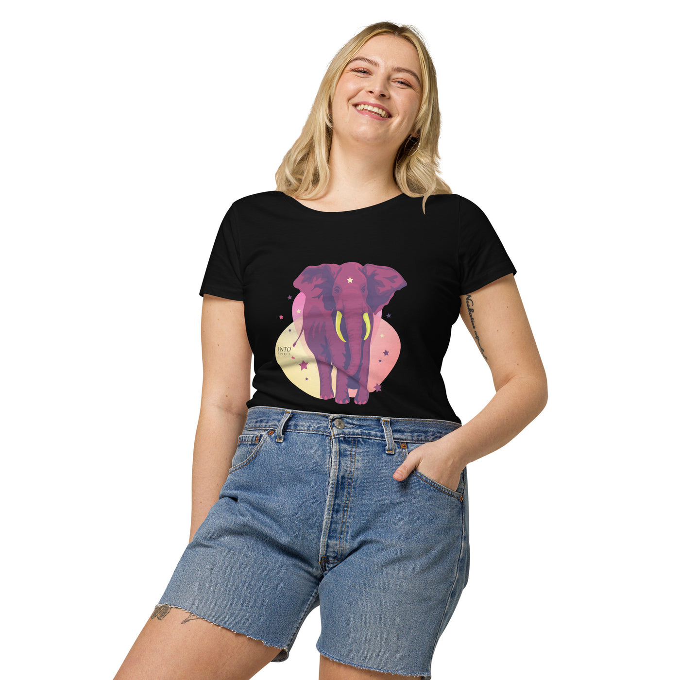 Purple elephant women’s basic organic t-shirt