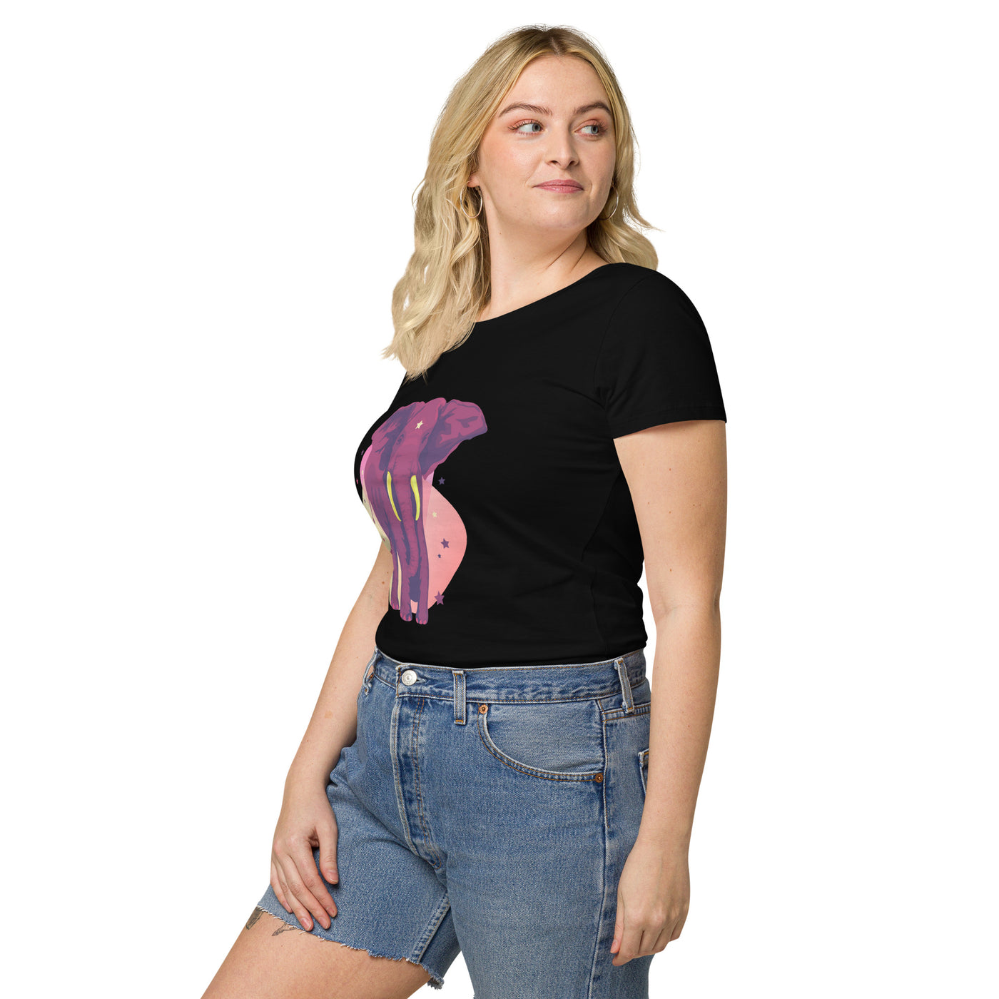 Purple elephant women’s basic organic t-shirt