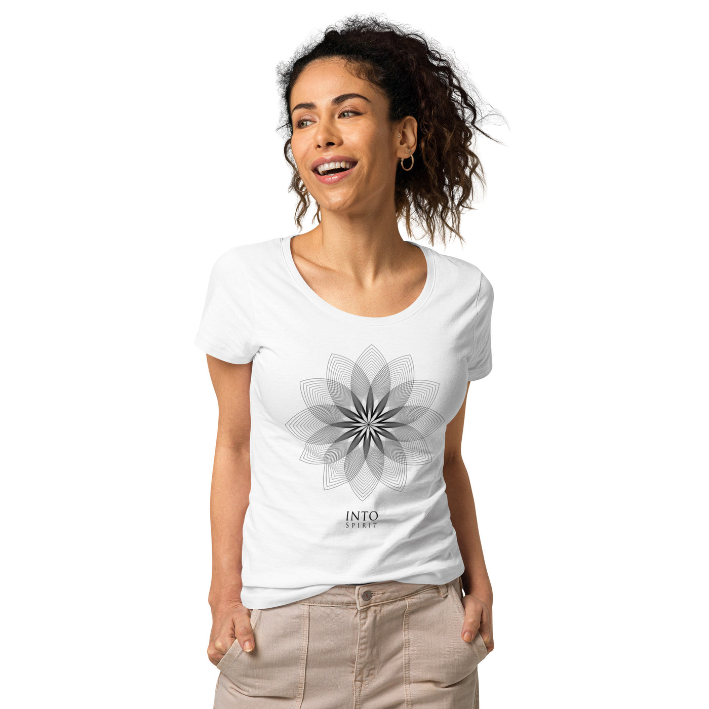 Mandala Flower women’s organic white t-shirt