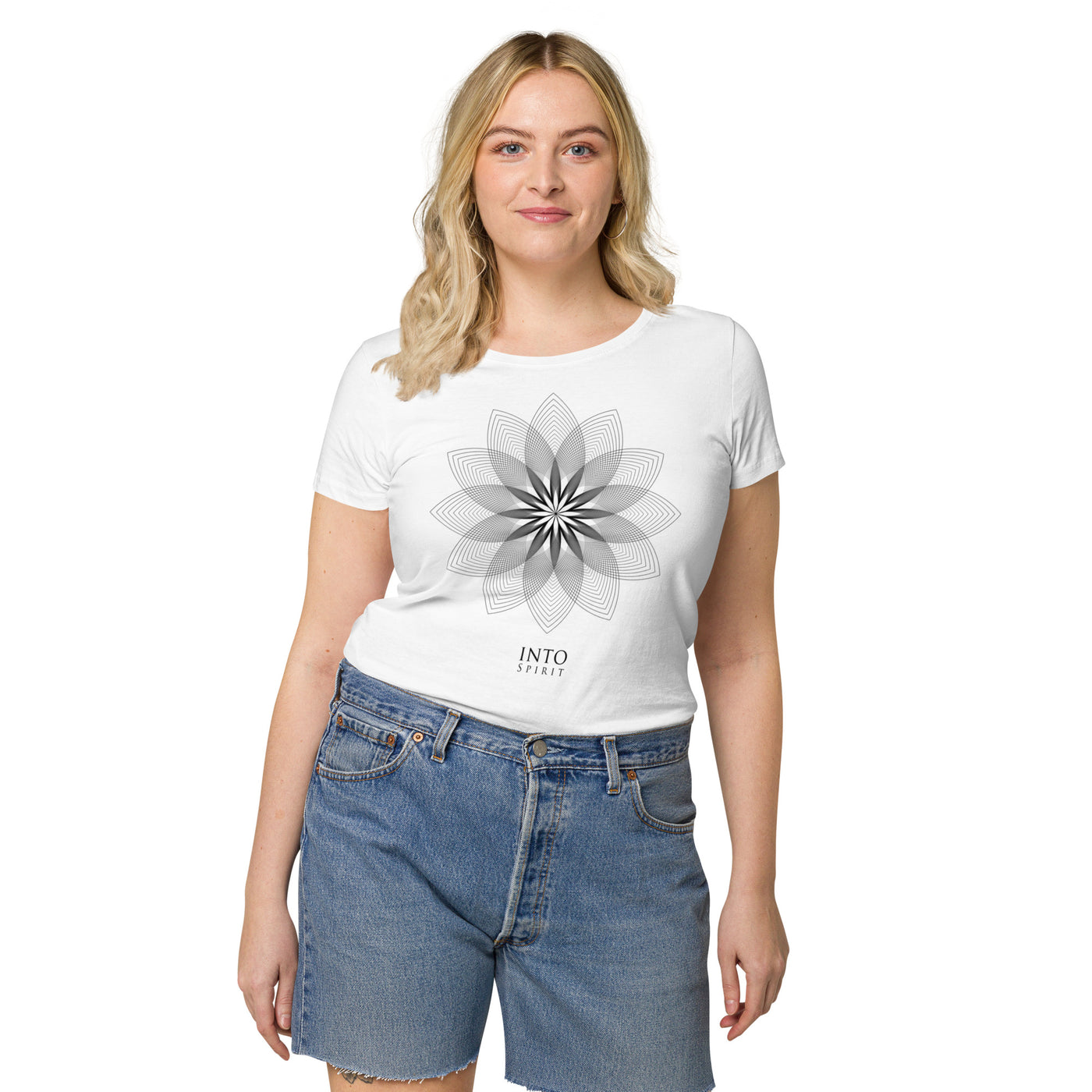 Mandala Flower women’s organic white t-shirt