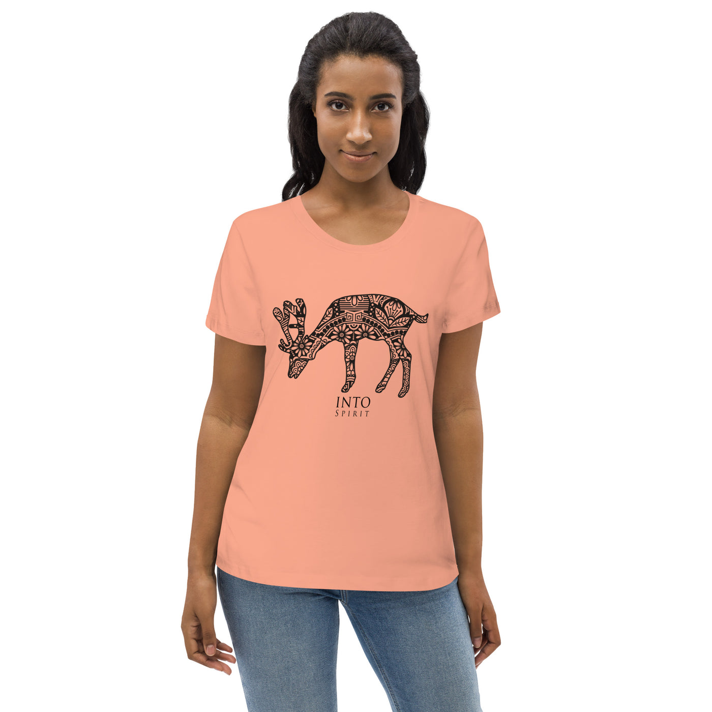 mandala deer women's fitted eco-tee