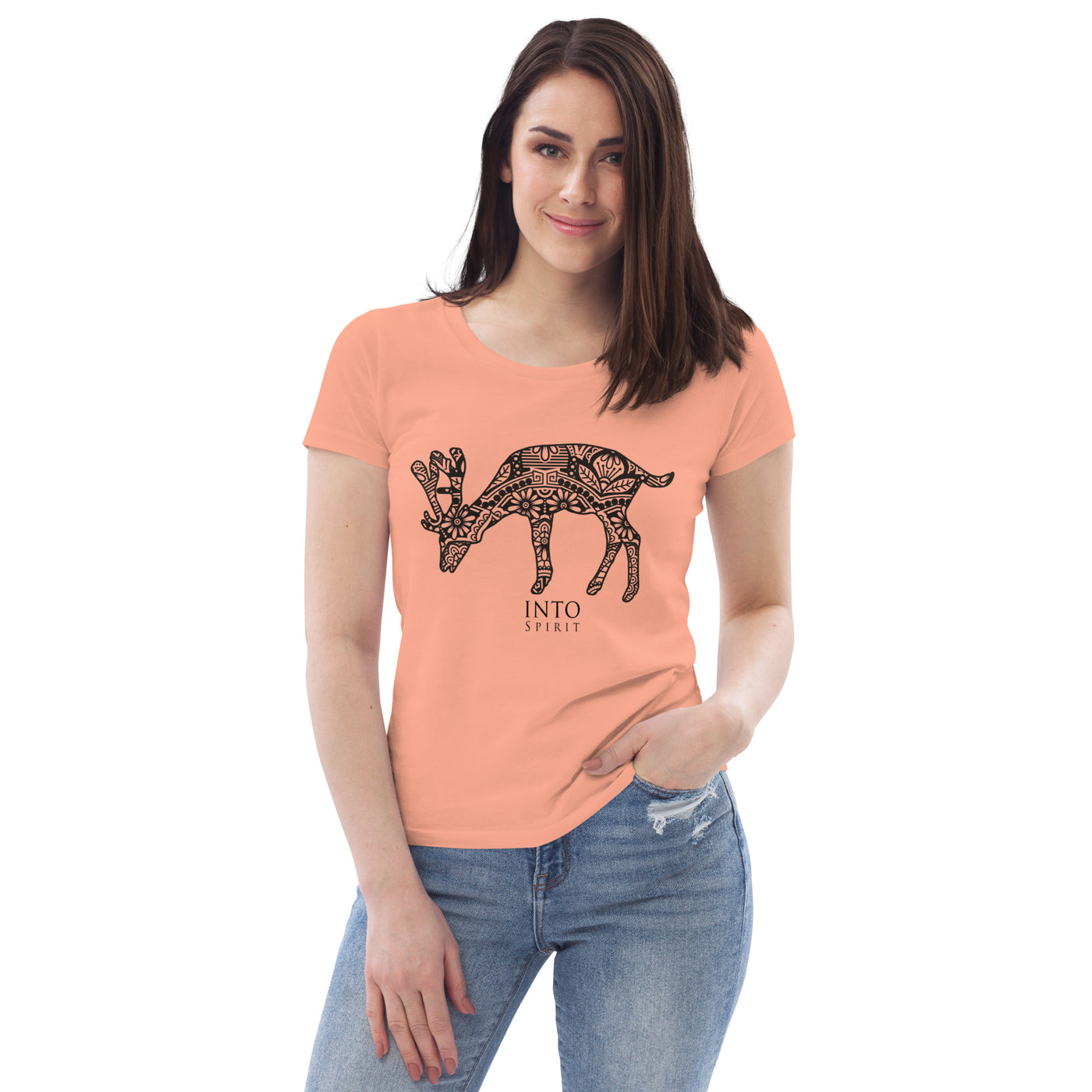 mandala deer women's fitted eco-tee