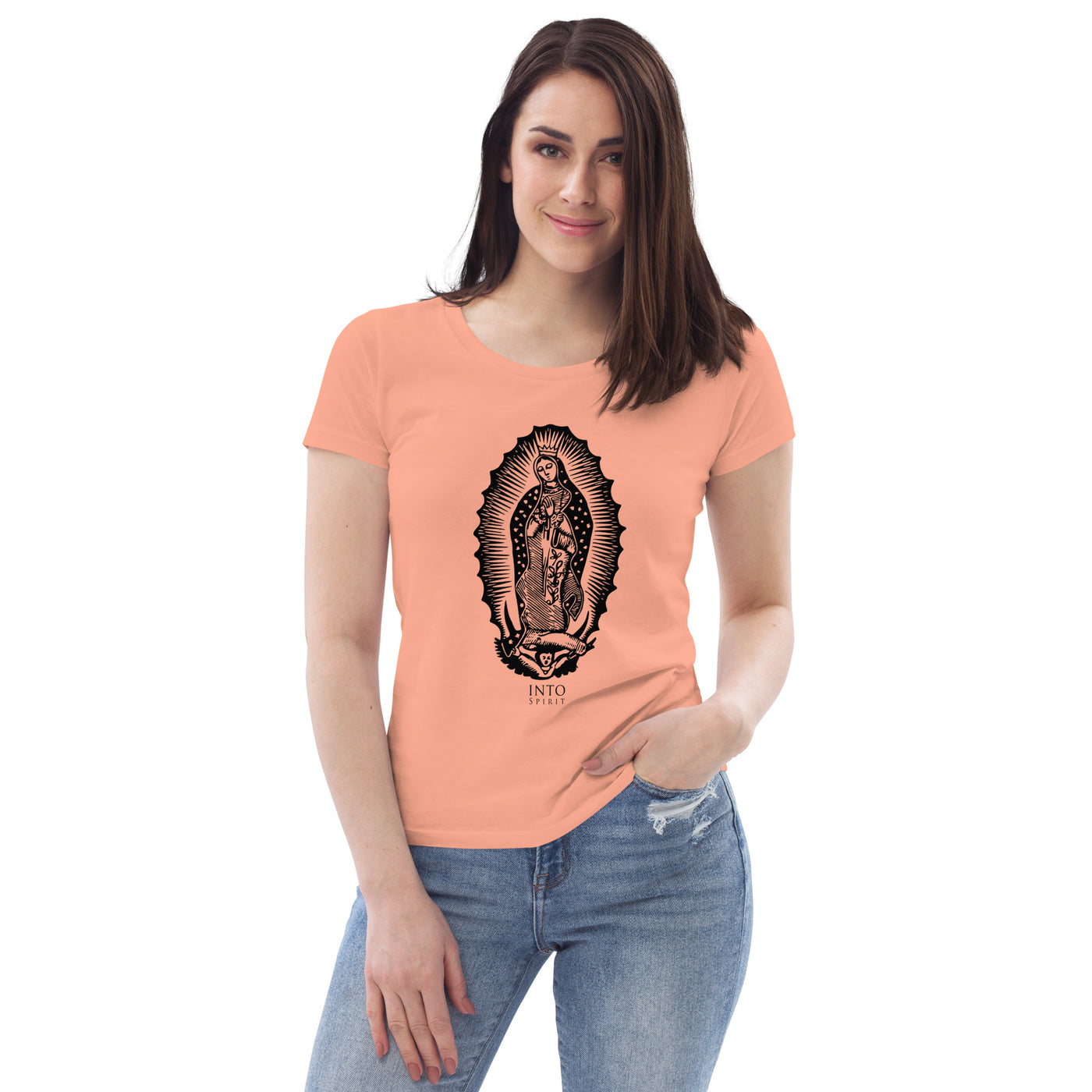 virgin of guadalupe unicolor women's fitted eco tee