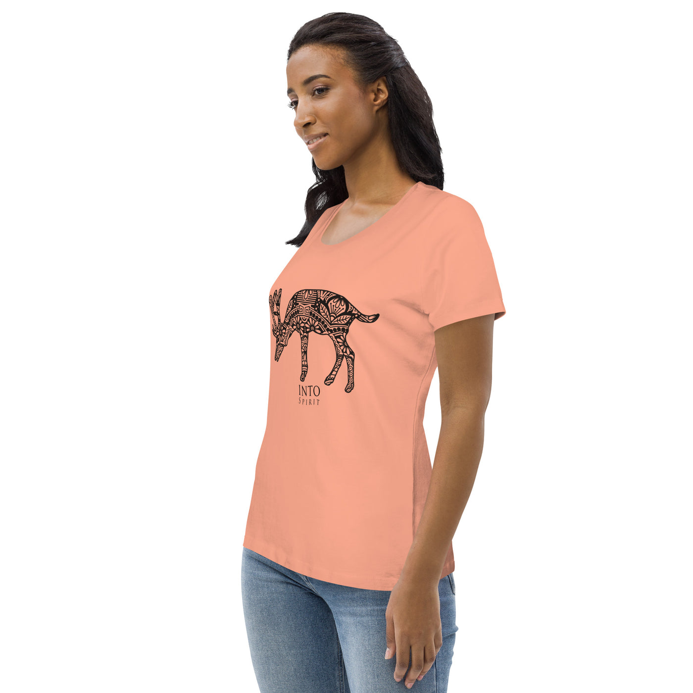 mandala deer women's fitted eco-tee