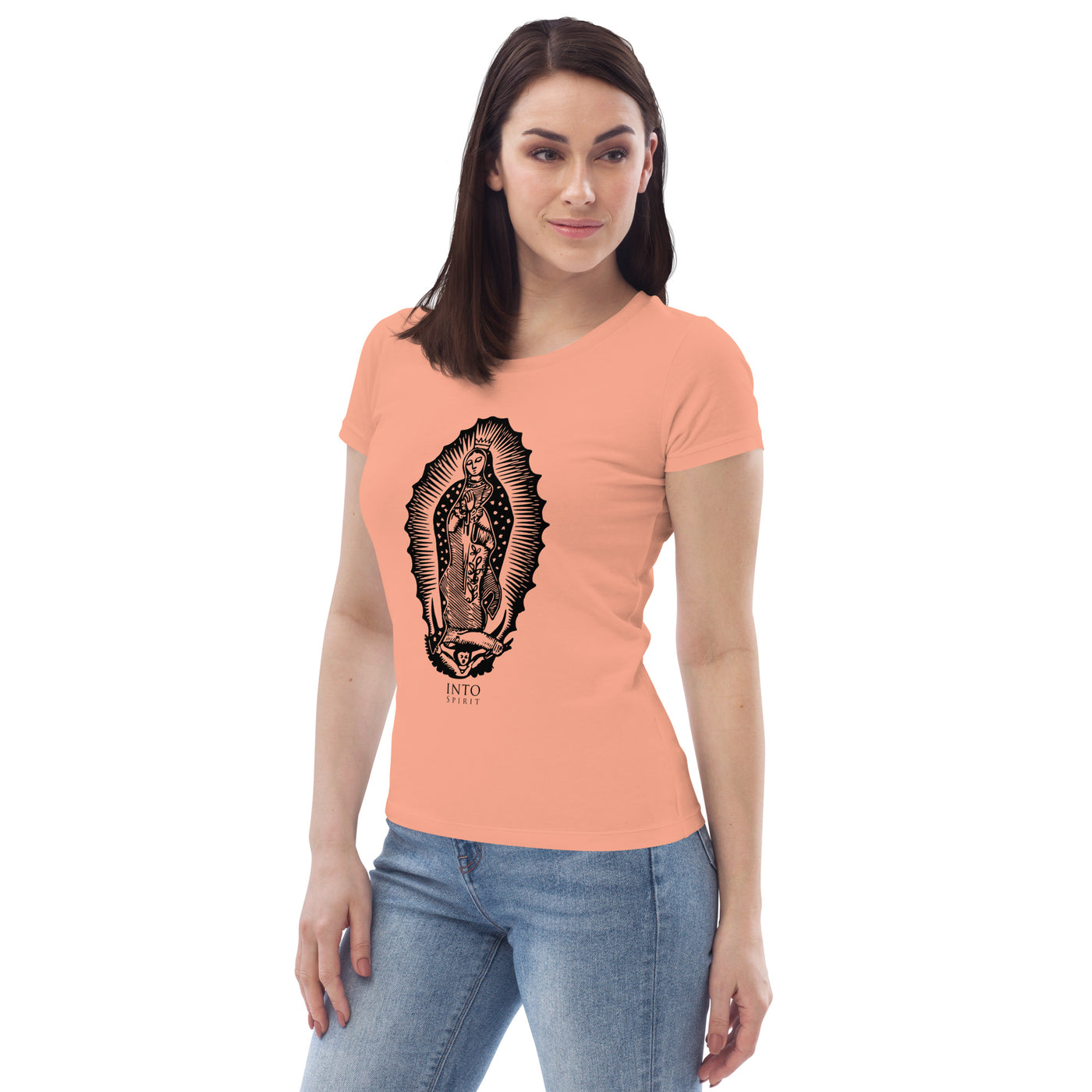 virgin of guadalupe unicolor women's fitted eco tee